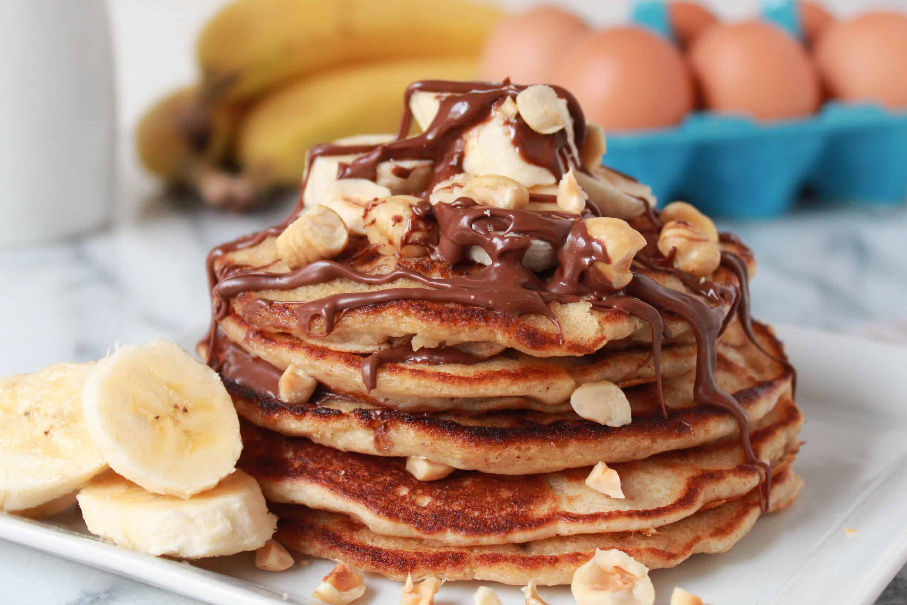 Whole Wheat Banana Nutella Pancakes | Celebrating Sweets