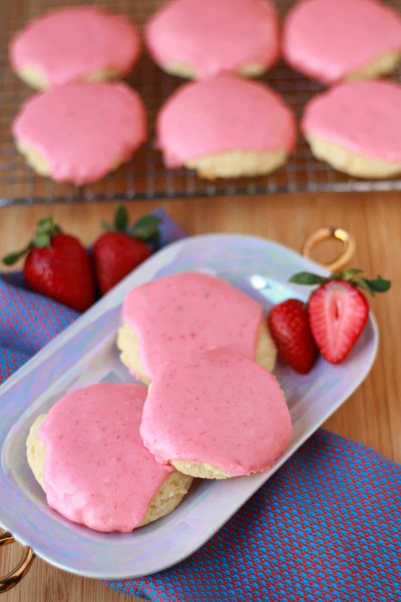 Soft Sugar Cookies with Fresh Strawberry Icing