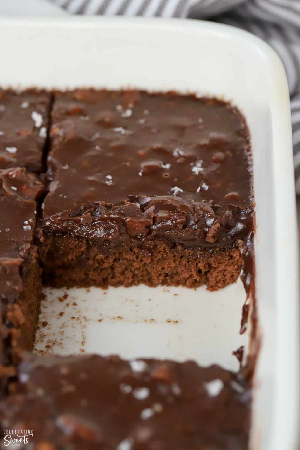 Small Chocolate Cake Recipe (Mini Sheet Cake) - Celebrating Sweets