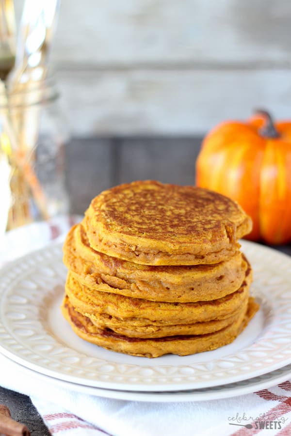 Stack of pumpkin pancakes.