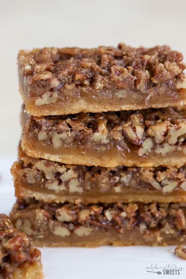 Maple Pecan Pie Bars on a white background