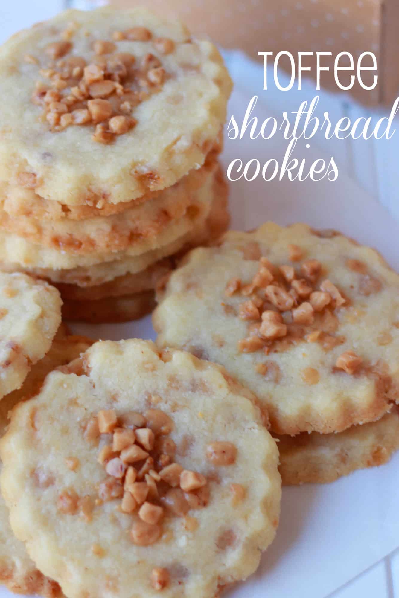 Shortbread cookies on a white board.