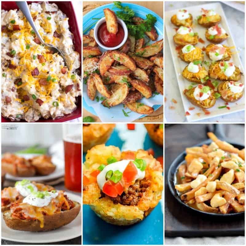 A bunch of different types of food made with potatoes. 