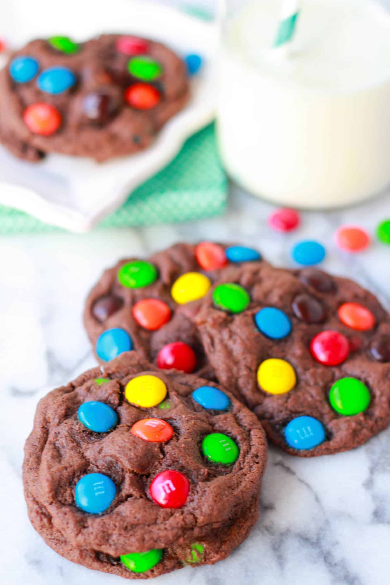 Chocolate M&M Cookies - Celebrating Sweets