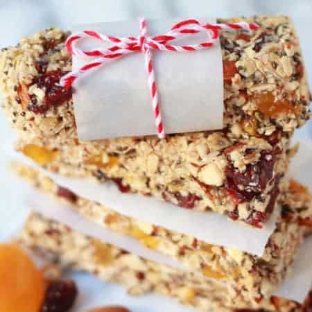 Chewy No-Bake Granola Bars - Filled with nuts and dried fruit