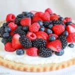 Berries and Cream Tart with Cookie Crust - A beautiful red, white, and blue summer dessert