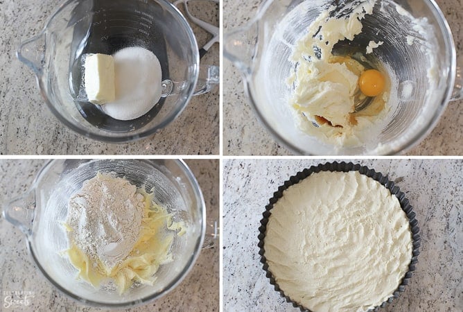 How to make tart dough: cookie dough in a glass bowl