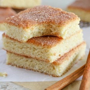 Stack of three snickerdoodle bars.