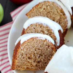 Slices of apple bundt cake.