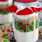 M&M Cookie Mix in a Jar - Fill a jar with pre-measured ingredients for M&M cookies to give as a gift.
