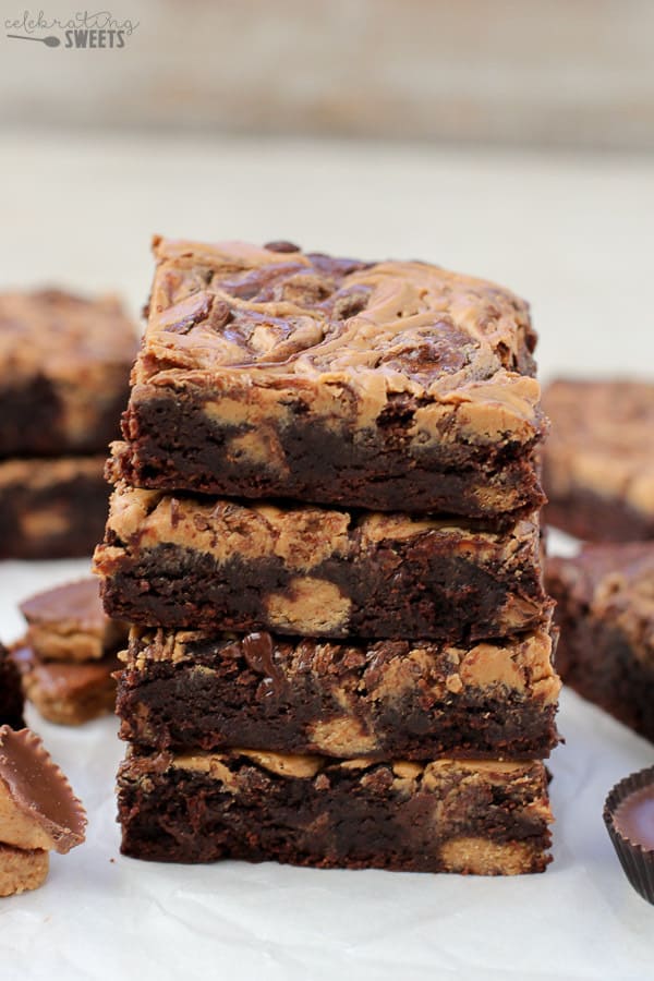 Peanut Butter Brownies - Celebrating Sweets