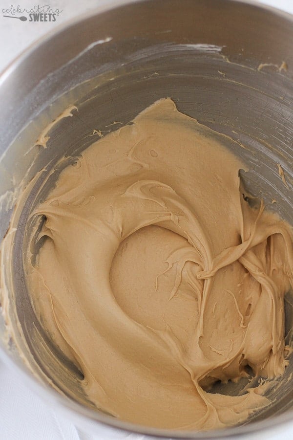 Brown Sugar Cream Cheese Frosting in a mixing bowl.