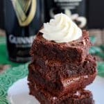 Guinness Brownies with Irish Cream Frosting - Fudgy brownies made with Guinness and topped with Irish cream frosting. Perfect for St. Patrick's Day!