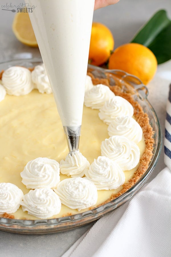 Whipped Cream on top of Lemon Cream Pie