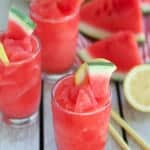 Watermelon lemonade slushie in a glass.