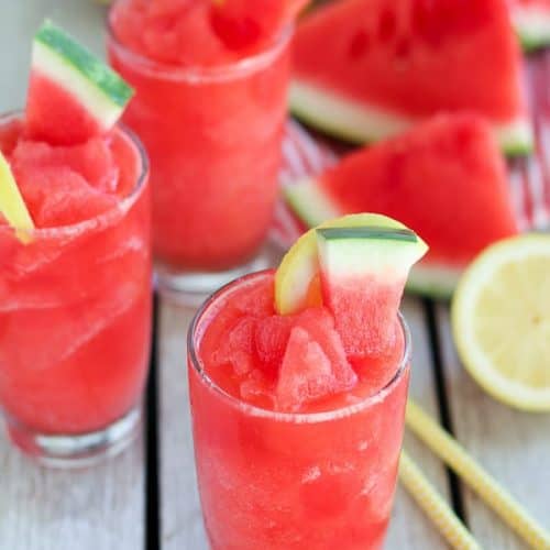 Lemonade Slushie With Frozen Watermelon - Celebrating Sweets