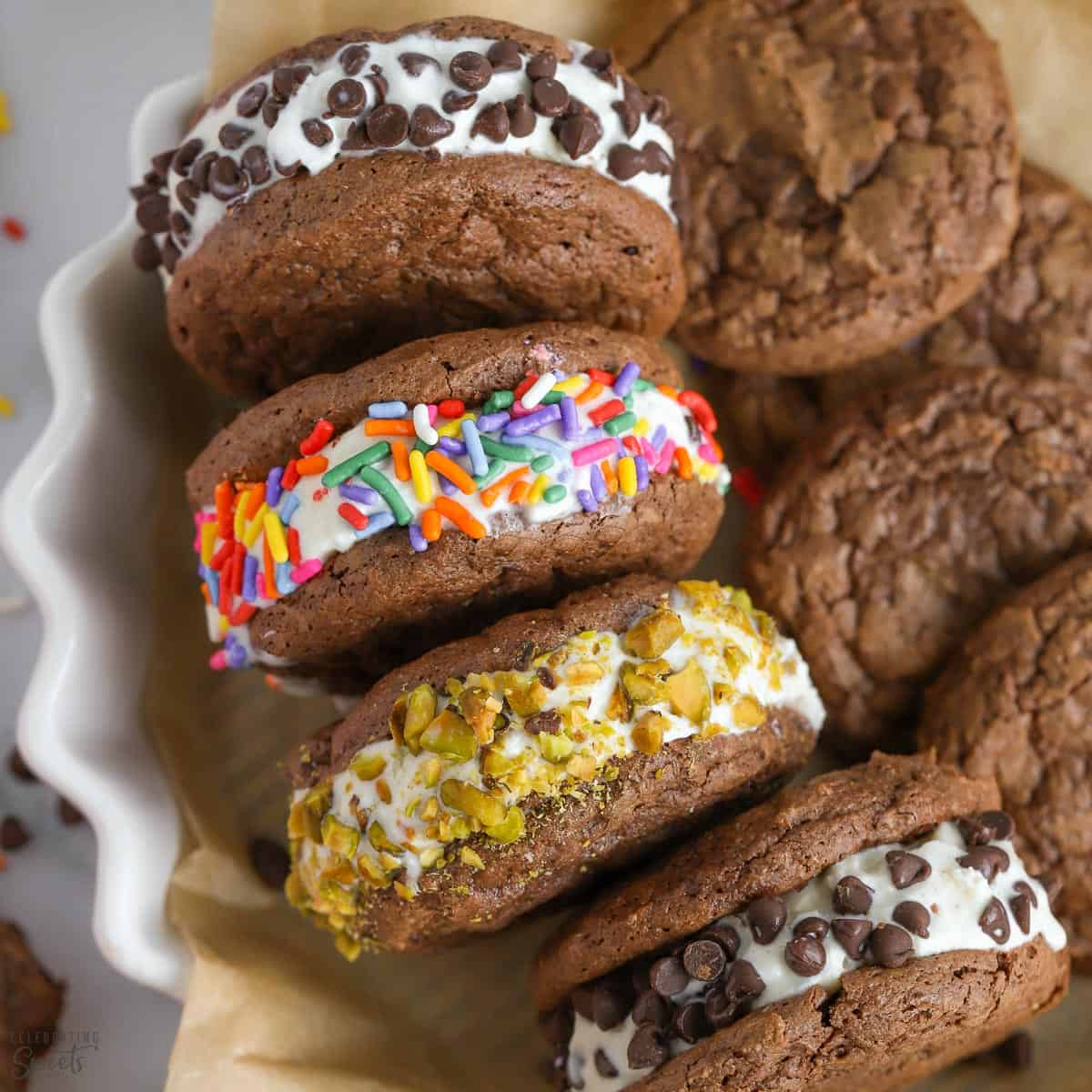 Brownie Ice Cream Sandwiches Celebrating Sweets