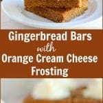 Chewy Ginger-Molasses Bars with Orange Cream Cheese Frosting