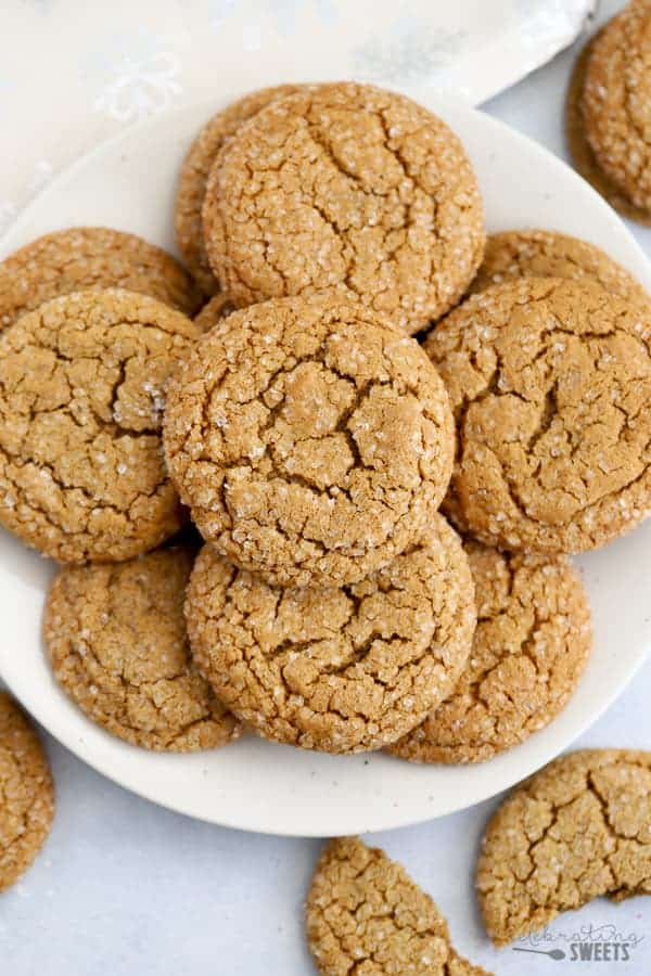 Ginger Molasses Cookies on a plate.