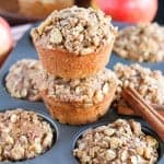 Apple muffins on a muffin tin.