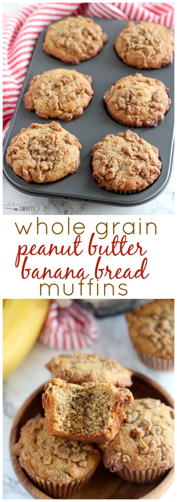 Whole Grain Peanut Butter Banana Bread Muffins