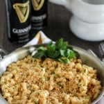 Guinness and Irish Cheddar Macaroni and Cheese - Stovetop macaroni and cheese filled with Guinness stout, sharp Irish cheddar and a touch of dijon mustard. Creamy and cheesy with a crunchy garlic breadcrumb topping.