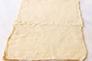 Crescent dough on parchment paper
