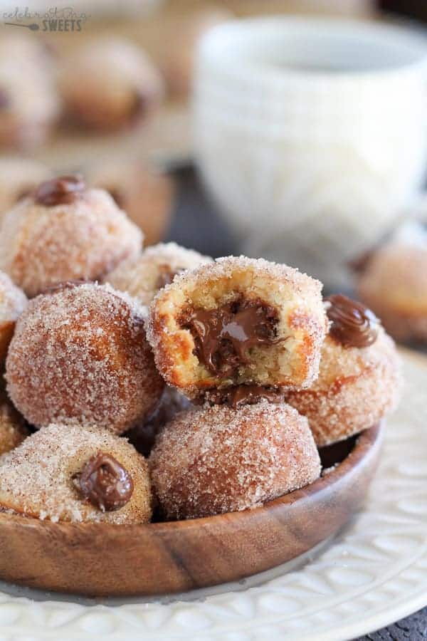 Donut holes filled with nutella.