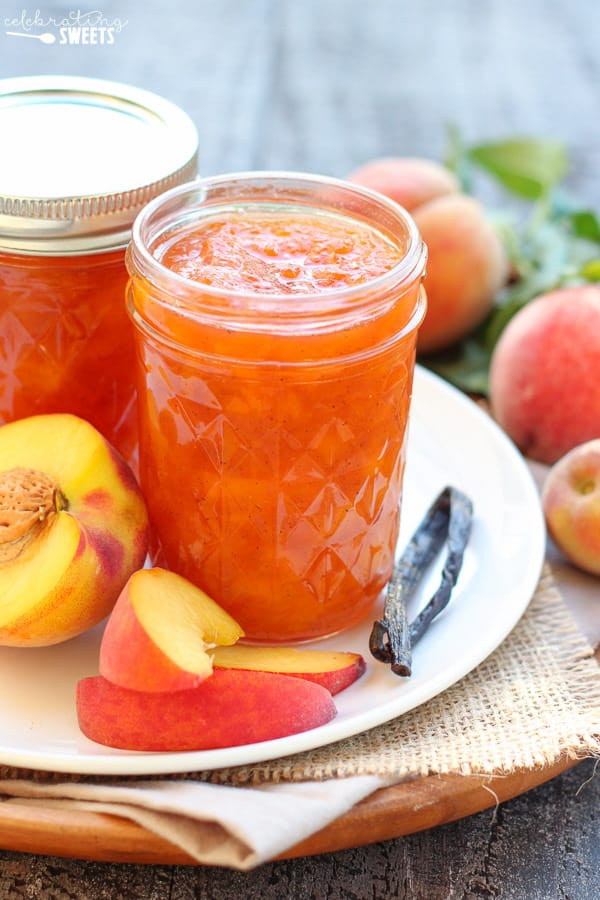 Closeup of peach jam.