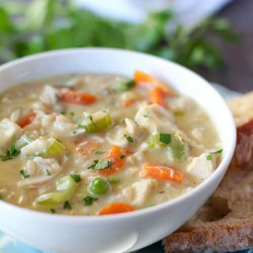 Creamy Chicken and Rice Soup - Celebrating Sweets