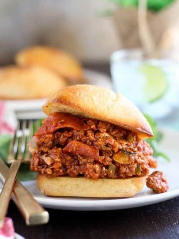 Sloppy joe on a ciabatta bun.