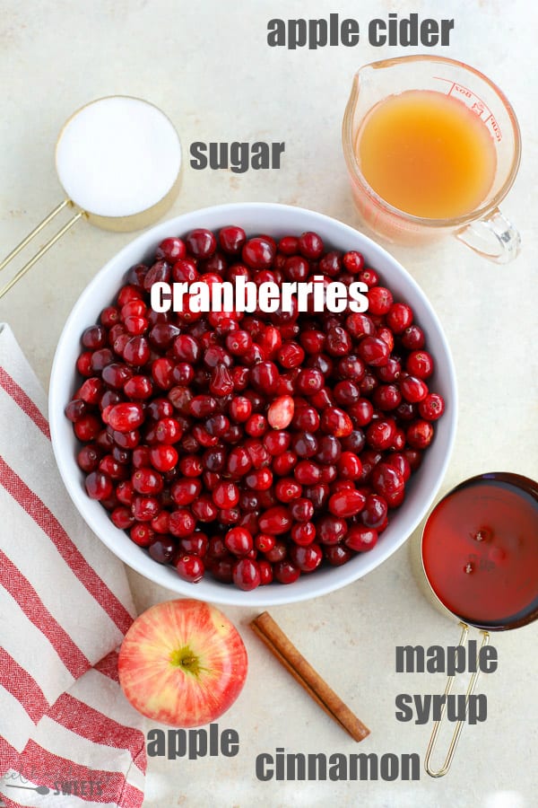 Ingredients to make homemade cranberry sauce 