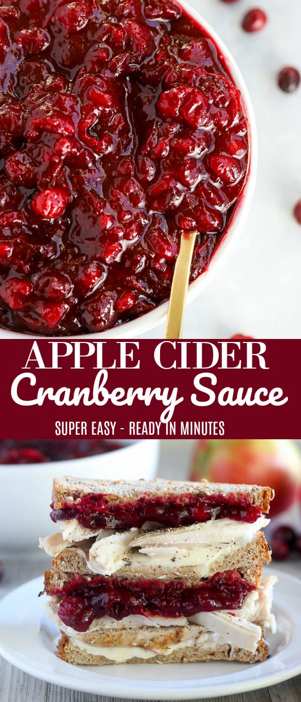 APPLE CIDER CRANBERRY SAUCE - Easy and delicious! The best Cranberry Sauce Recipe ever! #cranberrysauce #homemadecranberrysauce #cranberries #thanksgiving #applecider