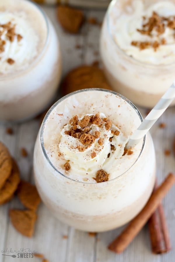 Gingerbread smoothie topped with whipped cream.