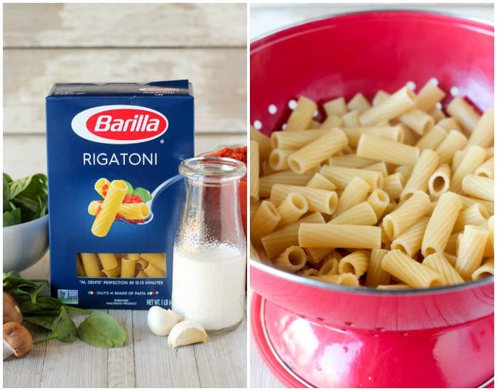 Barilla rigatoni pasta.