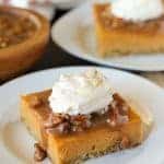 Pumpkin Pie Bars with Pecan Praline Topping