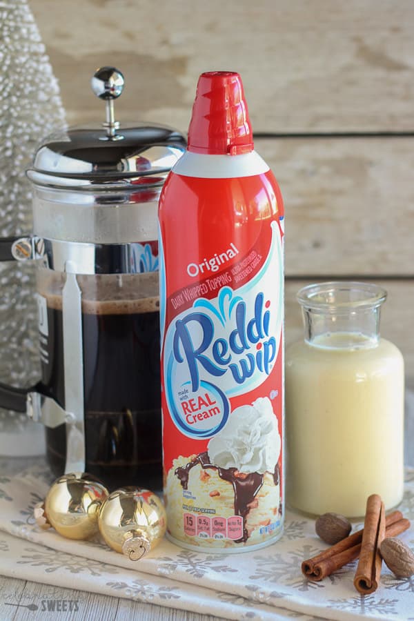 Reddi wip, coffee, and eggnog.