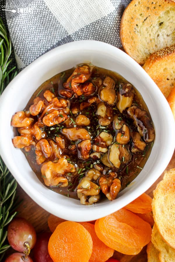 Bowl of walnuts and honey. 