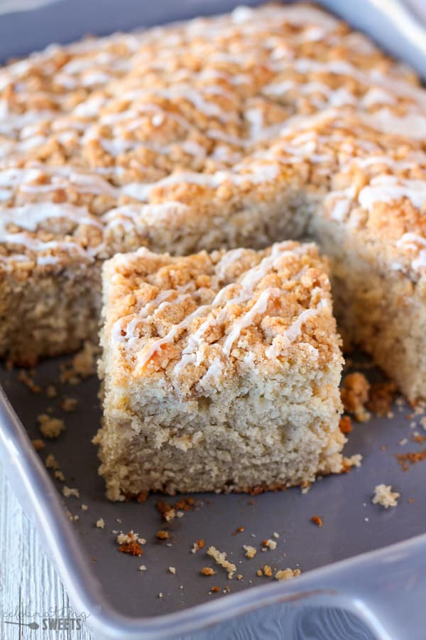 Slice of crumb cake.