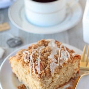 Slice of crumb cake.