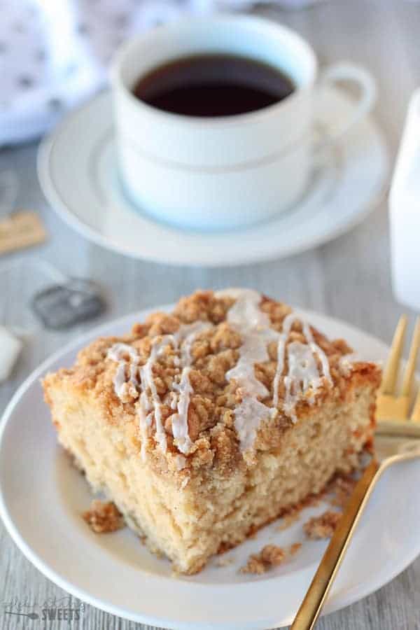 Slice of crumb cake.