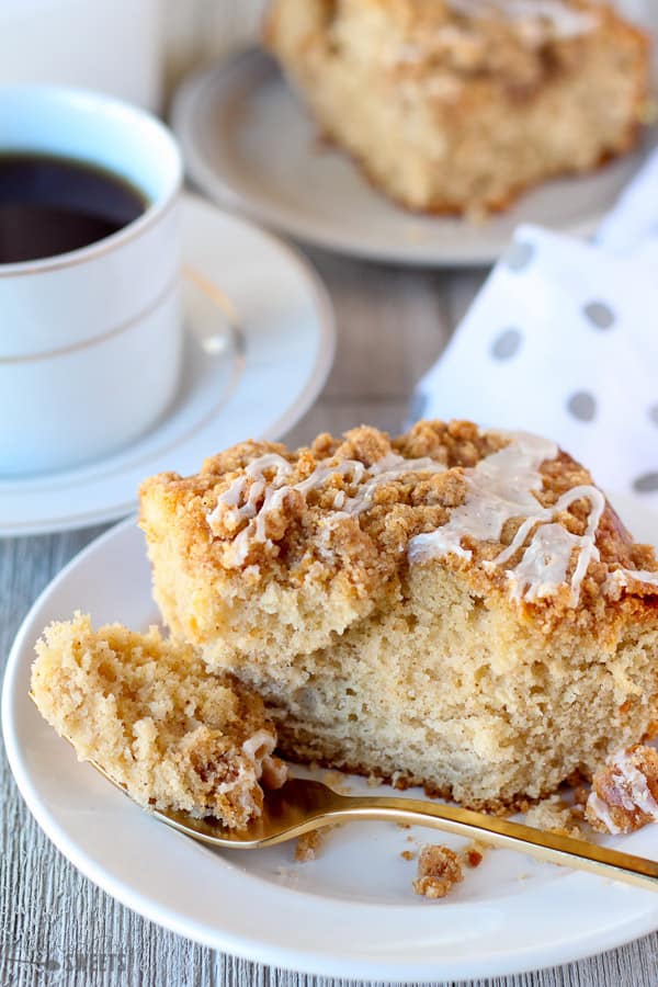 Slice of crumb cake.