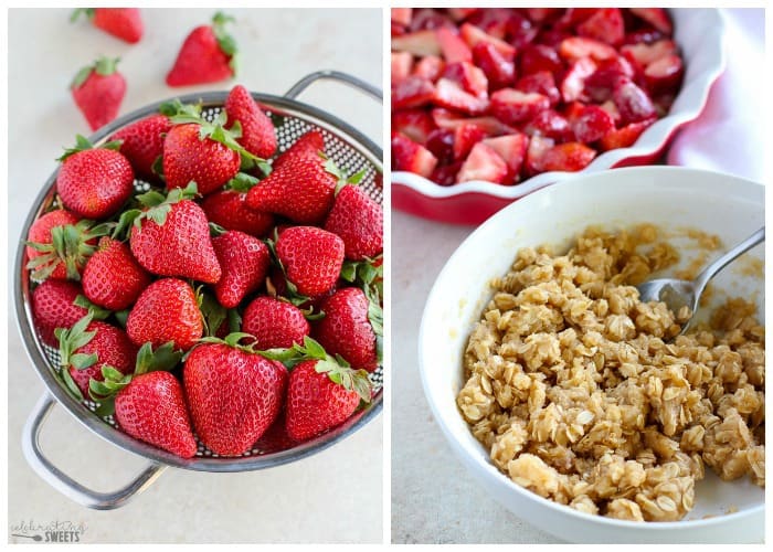 Strawberries and fruit crisp topping. 