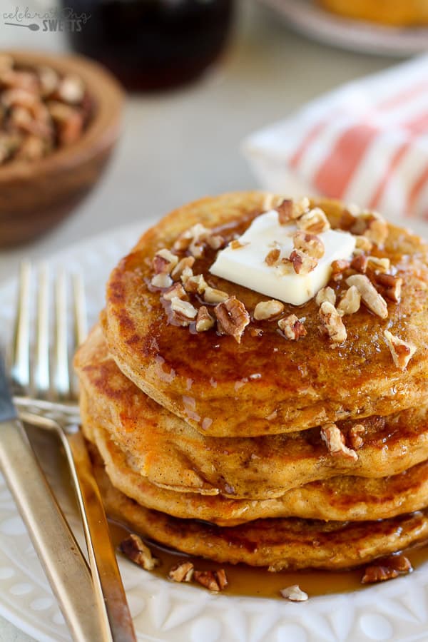 Stack of sweet potato pancakes