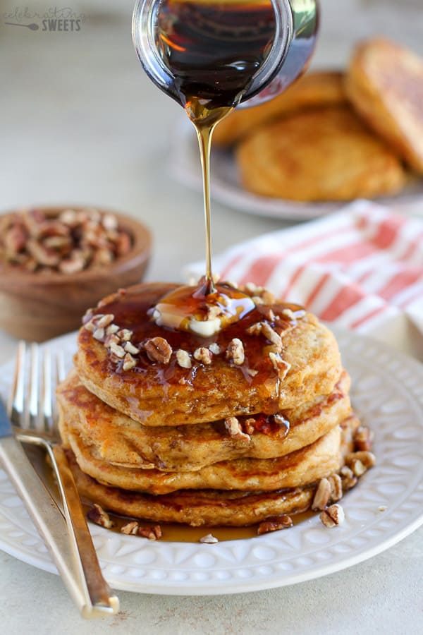 Stack of sweet potato pancakes