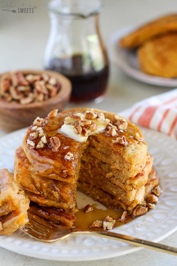 Stack of sweet potato pancakes