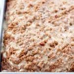 Closeup of coffee cake with crumb topping