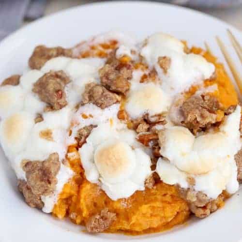 Sweet Potato Casserole With Marshmallows And Streusel Celebrating Sweets