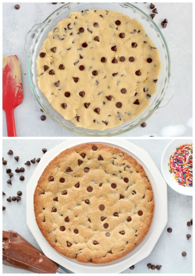 Cookie in a pie dish.