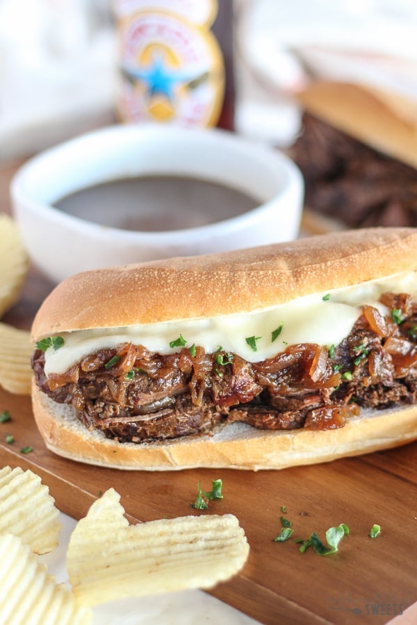 French Dip Sandwich (Slow Cooker or Instant Pot) - Celebrating Sweets